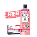 Lux Body Wash French Rose & Almond 245ml With 49g Dove Bar Free
