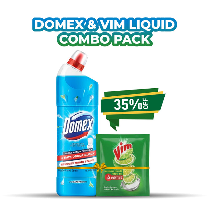 Domex Ocean Fresh & Vim Liquid Combo Pack (500ml+75ml)
