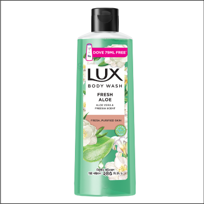 Lux Body Wash Freesia Scent & Aloe Vera 245ml With 79ml Dove Shampoo Free