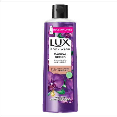 Lux Body Wash Black Orchid Scent & Juniper Oil 245ml With 79ml Dove Shampoo Free