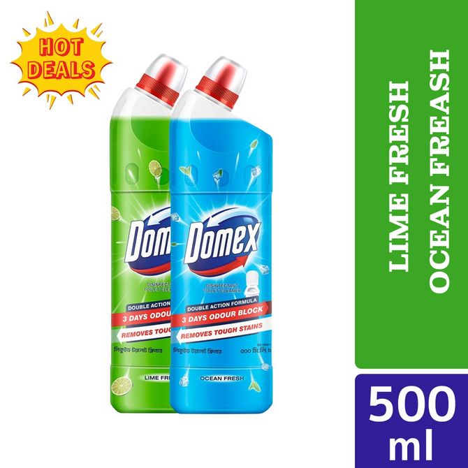 Domex Toilet Cleaning Liquid Lime & Ocean Fresh 500ml Combo Pack