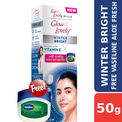 Glow & Lovely Cream Winter 50g Free Vaseline Aloe Fresh