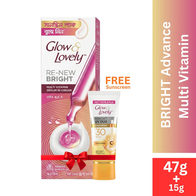 Glow & Lovely Re-New Bright Multivitamin Serum In Cream 47g With 15g Sunscreen Free