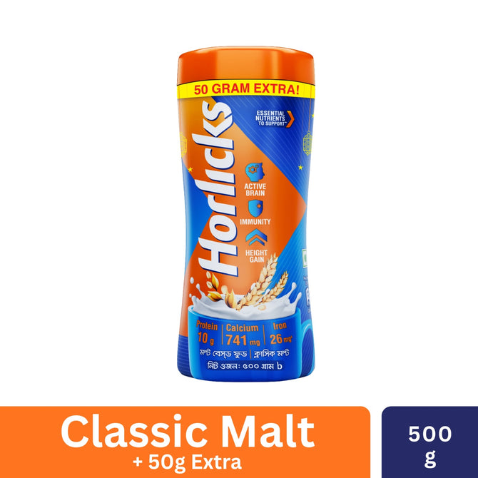 Standard Horlicks Health and Nutrition Drink Jar 500g (Extra 50g Free)