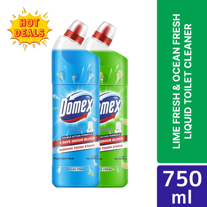 Domex Toilet Cleaning Liquid Lime & Ocean Fresh 750ml Combo Pack