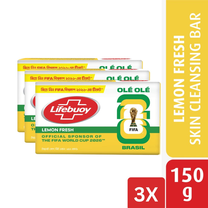 Lifebuoy Skin Cleansing Soap Bar Lemon Fresh 150g (Bundle of 3)