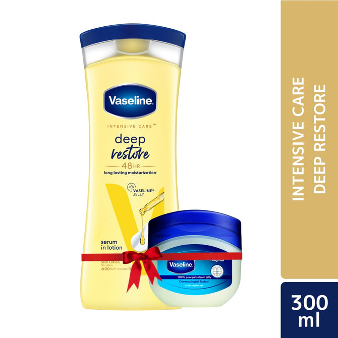 Vaseline Lotion Deep Restore 300ml With 50ml Petroleum Jelly Free