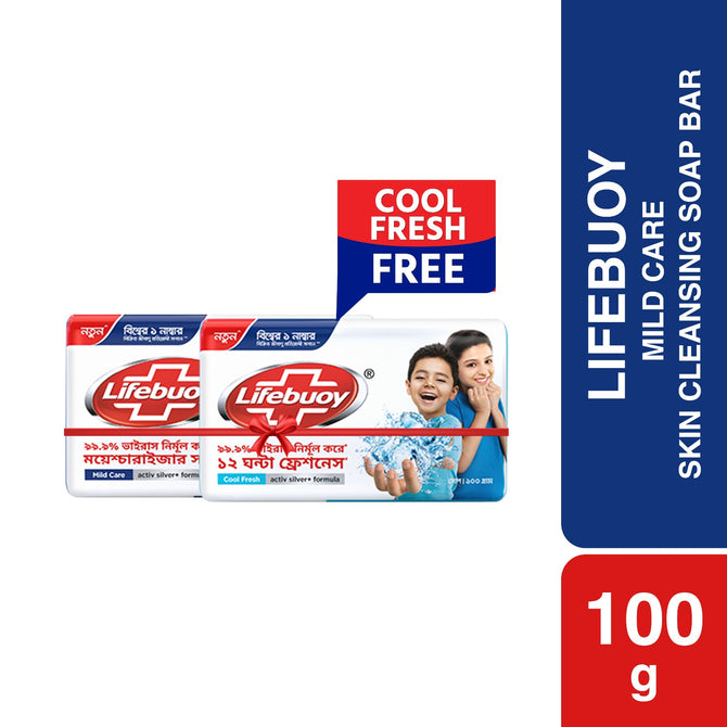 Lifebuoy Skin Cleansing Soap Bar Care 100g With Cool Fresh Soap 100g Free